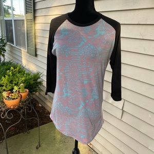 LuLaRoe Pink Blue Black Randy Baseball Tee size M (10/12)